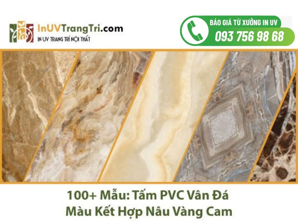 Top 100+ Mẫu tấm PVC vân đá màu kết hợp Nâu Vàng Cam