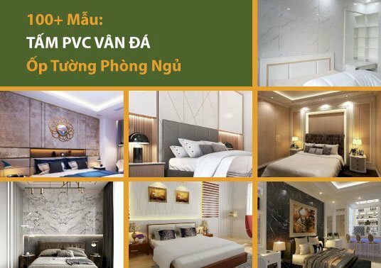 Mẫu tấm PVC vân đá ốp tường phòng ngủ